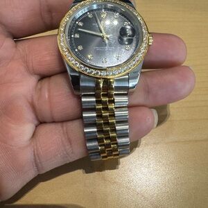 Two-Tone Gold & Silver Men’s Dress Watch with Diamond Accent Dial